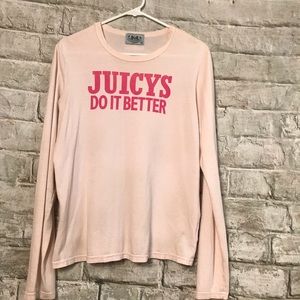 Juicy Couture Pink Long Sleeve Graphic Tee Sz XL
